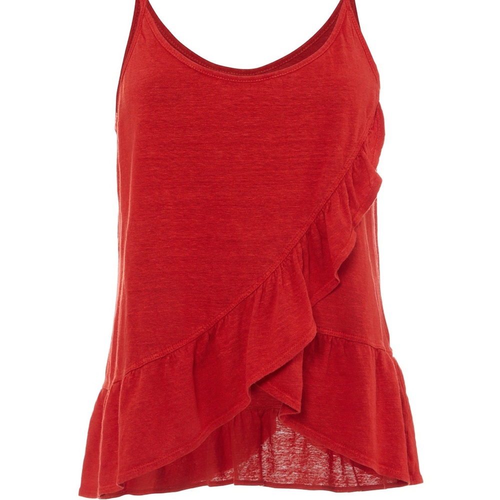 A.L.C. Red linen ruffle tank (S)